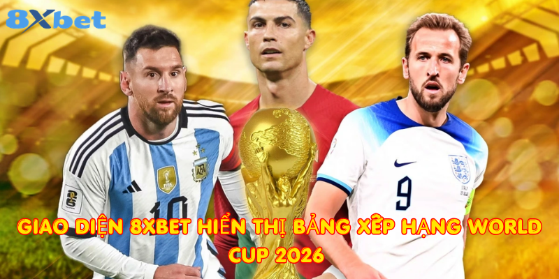 Giao diện 8xbet hiển thị bảng xếp hạng World Cup 2026 